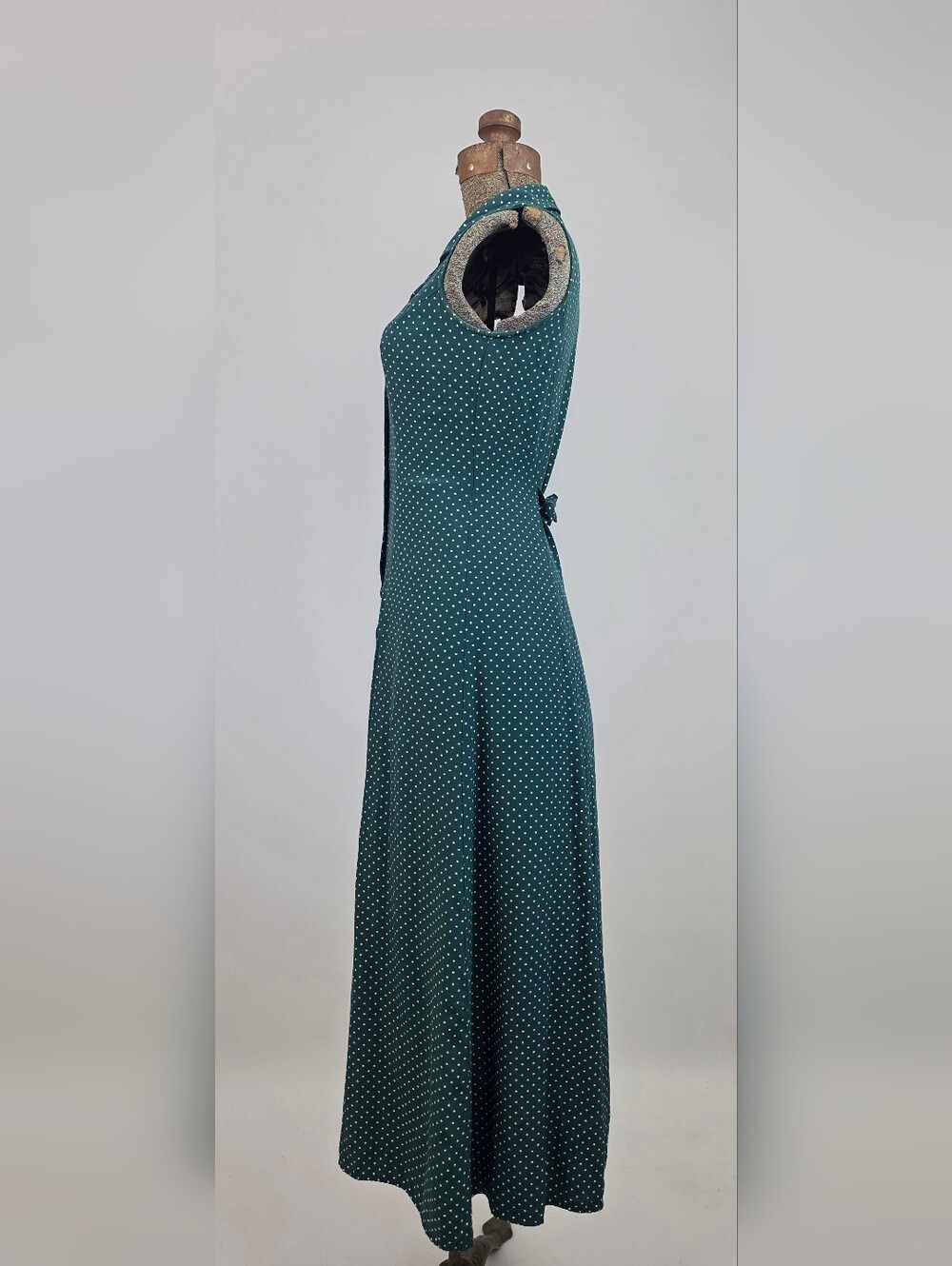 My Michelle Vintage 90's Women's Green Polkadot Button Front Collared Dress 3/4 - Picture 4 of 13